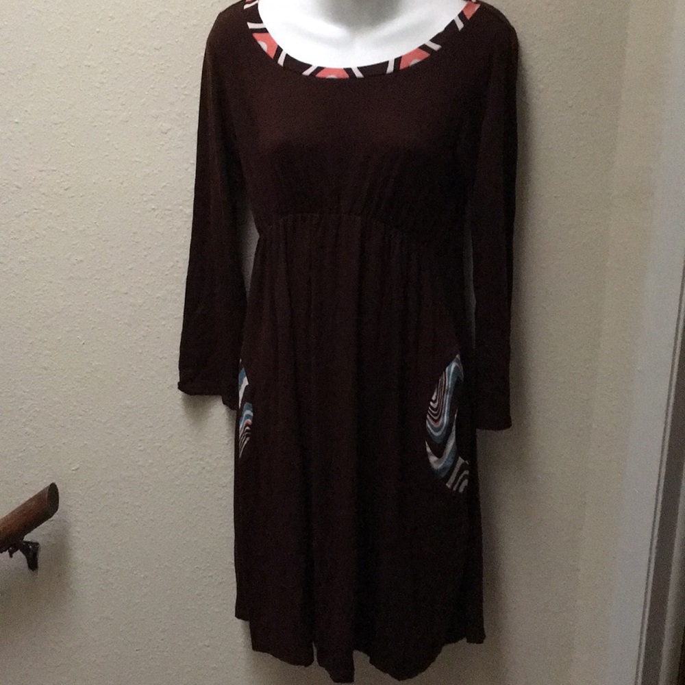Long sleeve brown mod dress